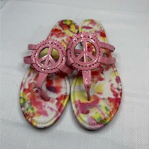 Pink Peace Sign Women's Sandals